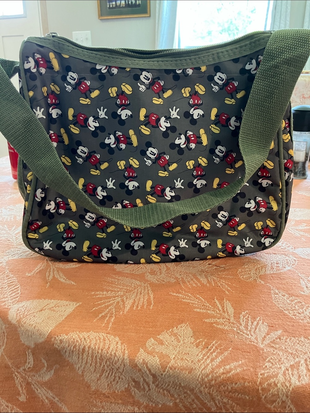 Disney Olive Green Mickey Print Shoulder Bag